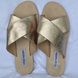 Steve Madden Gold Cross Strap Sandal